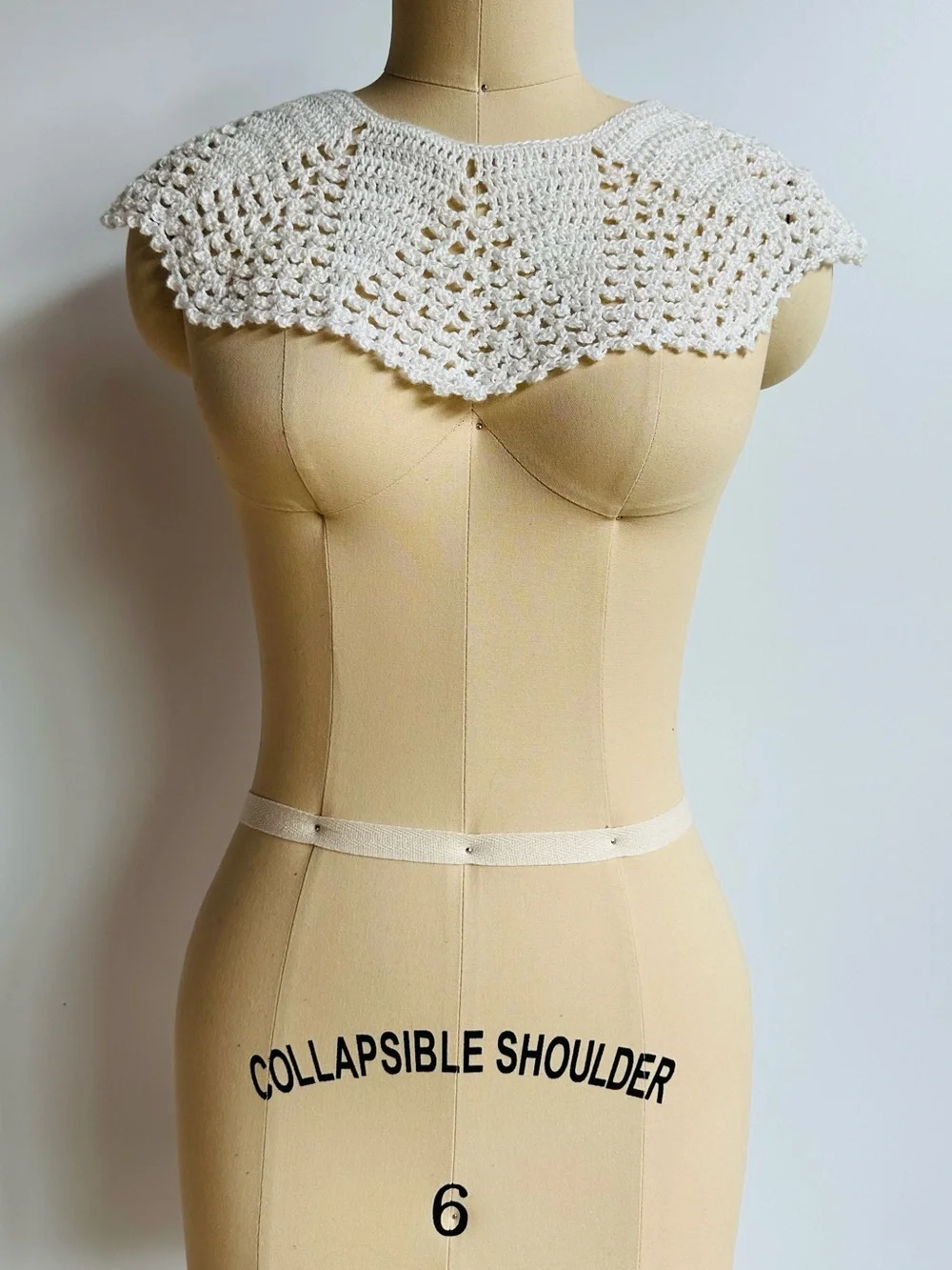 Vintage Handmade Crochet Detachable Collar Capelet White Statement Piece Boho